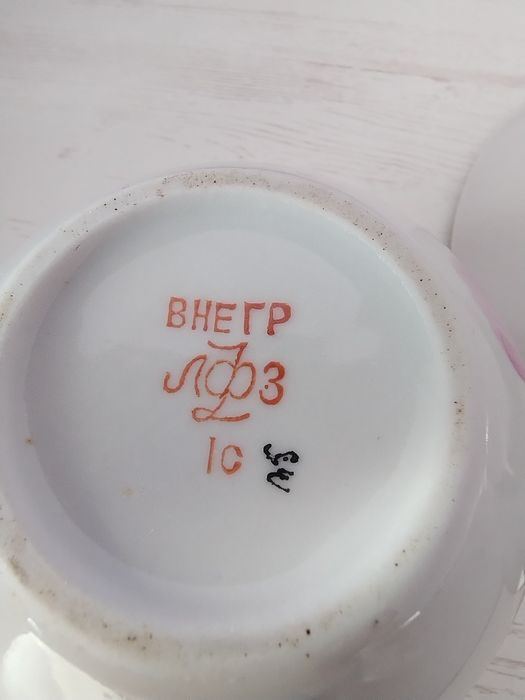 Колекційна чайна пара  ЛФЗ + 2 блюдця, ручний розпис, сервіз Сакура