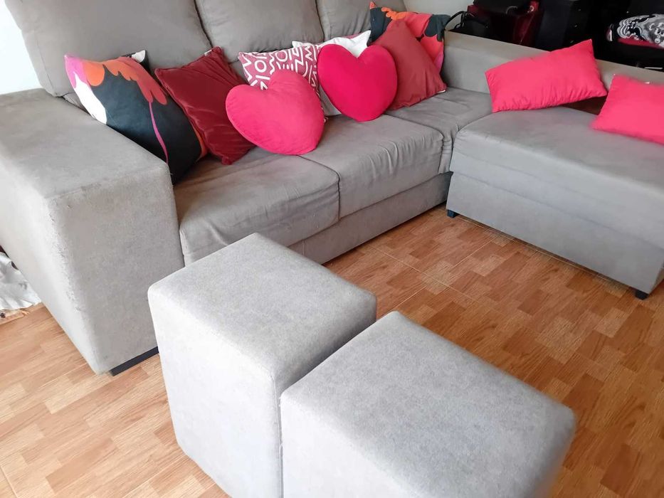 Sofá 3 lugares/ Chaise Longue Livre + Móvel TV IKEA