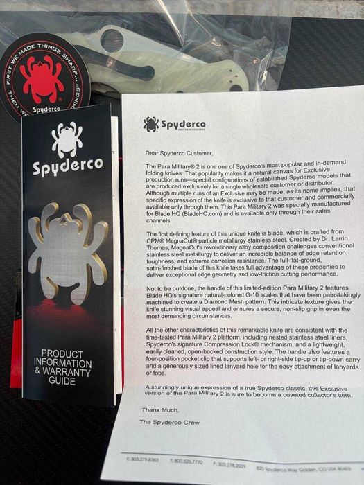 Ніж Spyderco Paramilitary 2 Knife Diamond Mesh Natural G-10 (3.4" Satin MagnaCut)