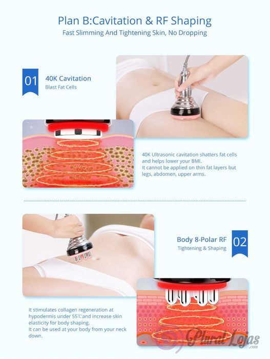 CRIOLIPOLISE DUPLA + Cavitação 60 Watts + RadioFrequencia 150 watts