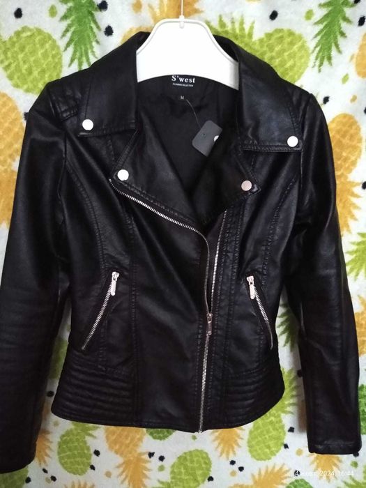 Kurtka skórzana Ramoneska, skora ekologiczna - damska