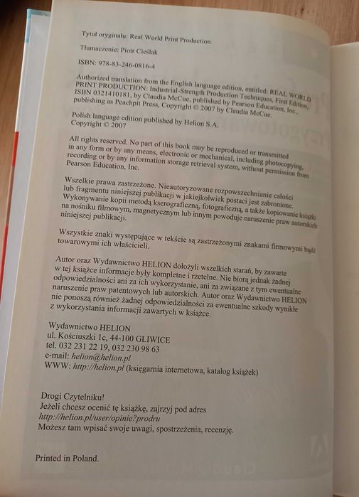 Profesjonalny druk. Przygotowanie materiałów Claudia McCue