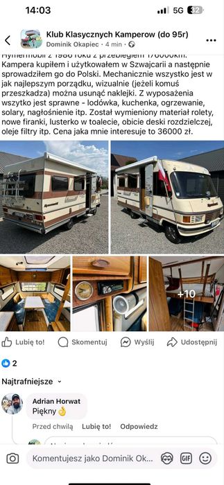 Sprzedam kampera Fiat Ducato 280