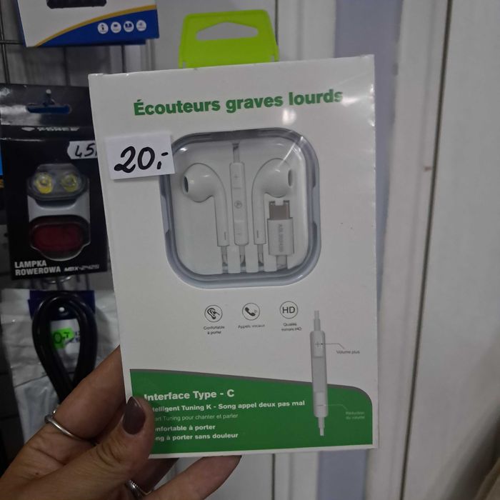 Słuchawki przewodowe douszne białe