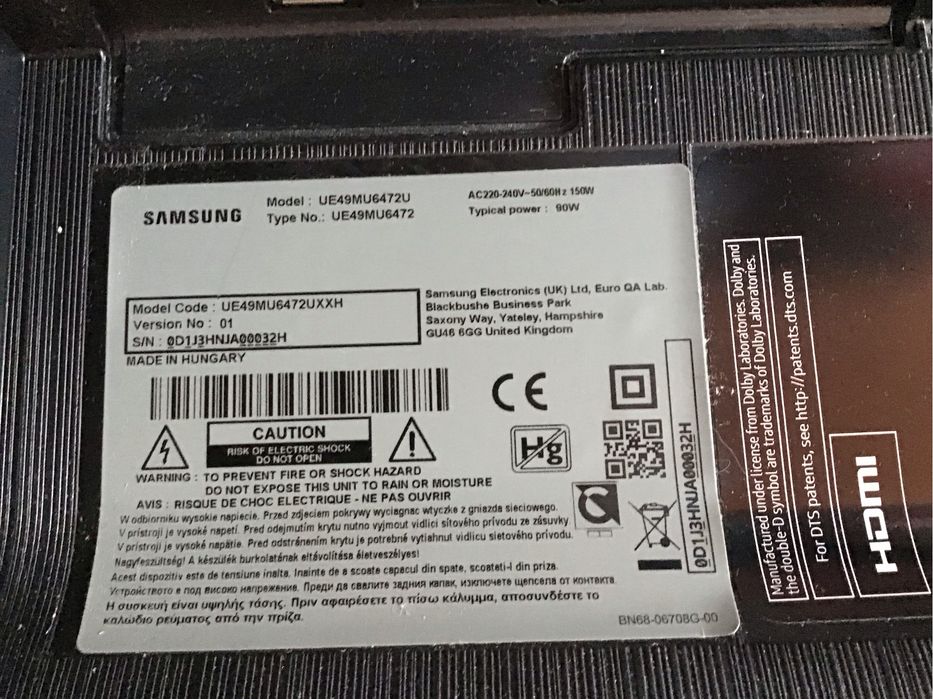Телевізор Samsung 4K UE49MU6472U на запчастини