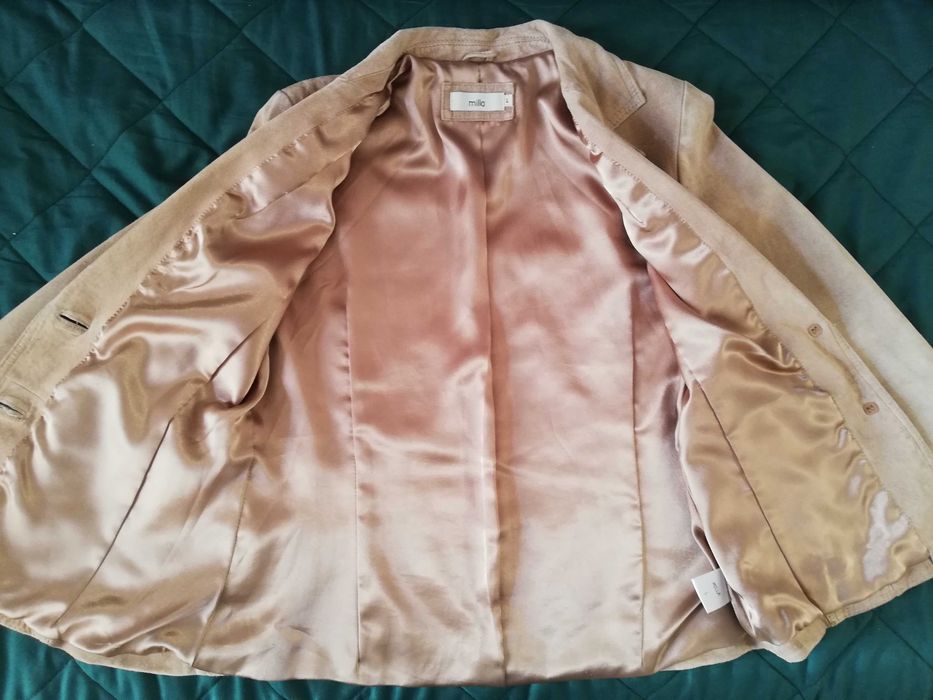 Kurtka damska skóra zamsz naturalny beż 38