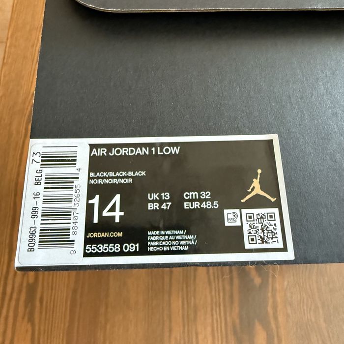 Нові Кросівки Air Jordan 1 Low (Розмір 48.5/49.5) 553558-091