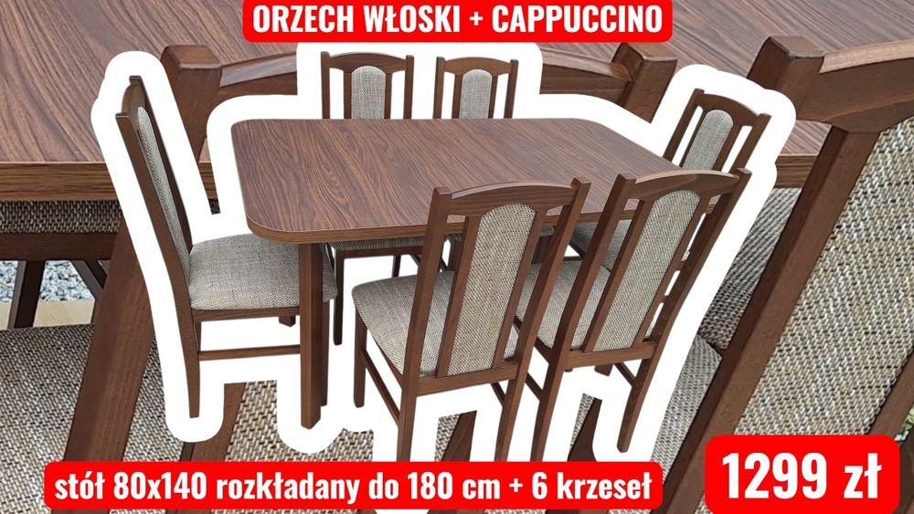 Nowe: zestaw Stół + 6 krzeseł, 55 kolorów do wyboru od ręki, POLSKA PRODUKCJA WWW.DX-MEBLE.PL,  transport cały kraj szybka realizacja!