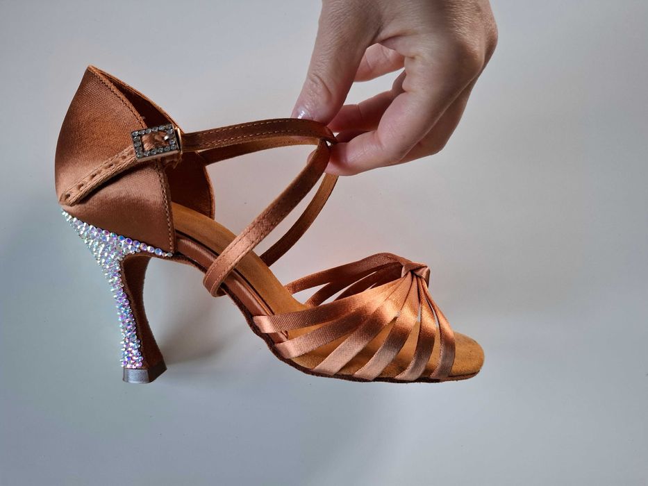 Supadance 1066 Dark Tan Satin buty do tańca towarzyskiego