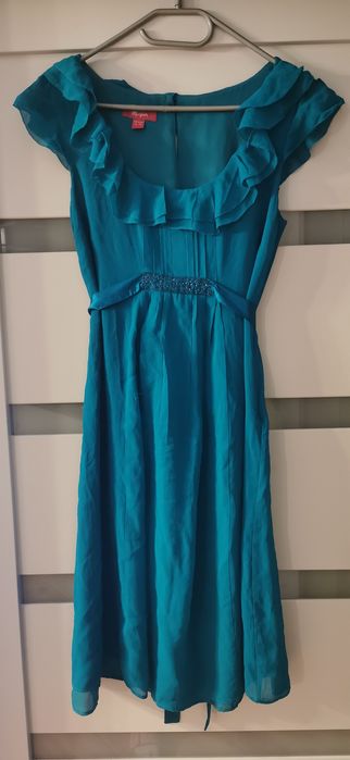 Zielona jedwabna sukienka Monsoon