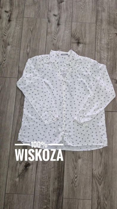 Biała koszula w serca damska długi rękaw Cecil 42/XL wiskoza