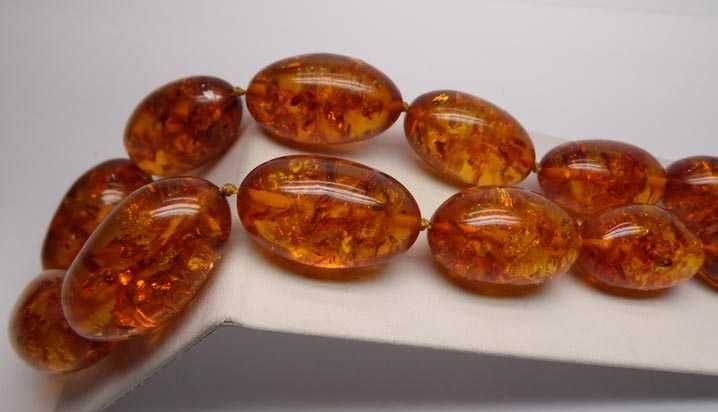 Naszyjnik bursztyny oliwki 53 cm.