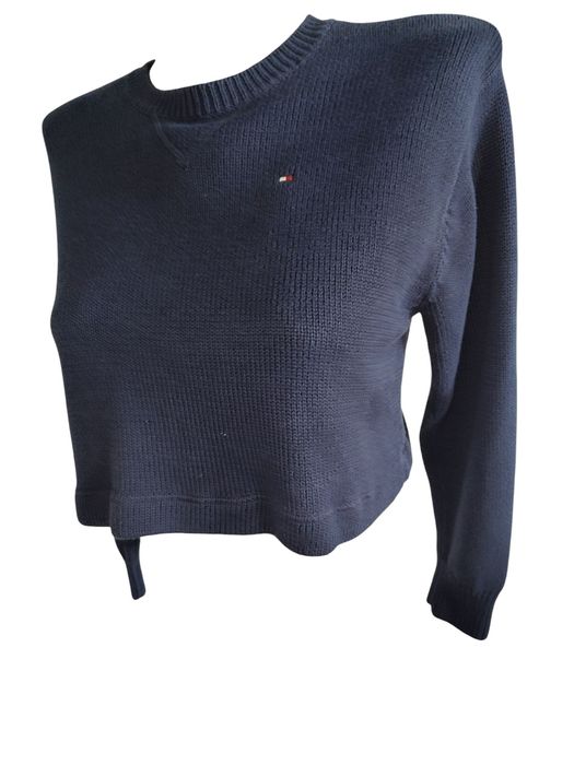 Markowy krótki sweter sweterek Tommy Hilfiger r S/M granatowy