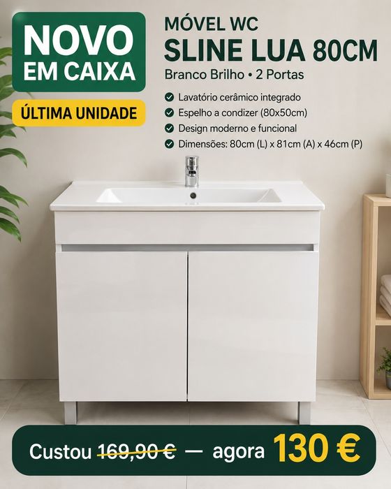 Móvel WC Sline Lua 80 cm novo em caixa — último