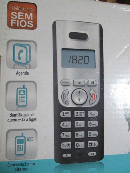 Telefone sem fios, novo, na caixa