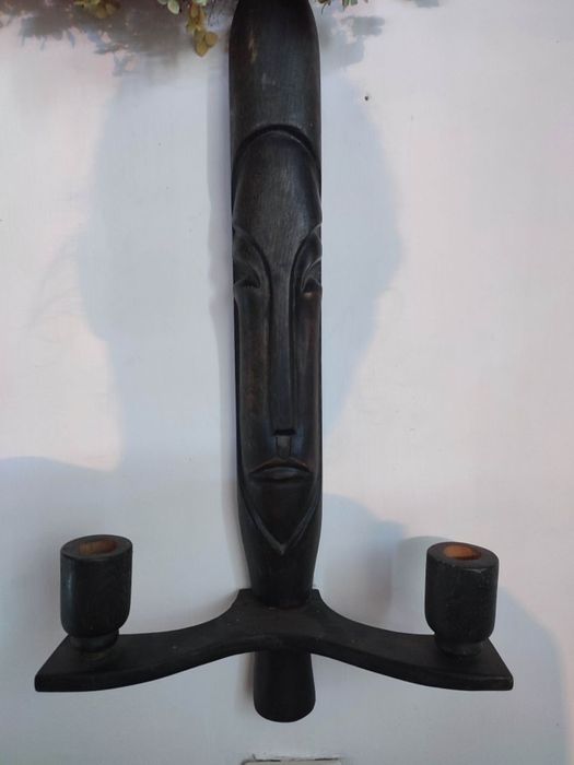 Подсвечник настенный большой африканский  дерево