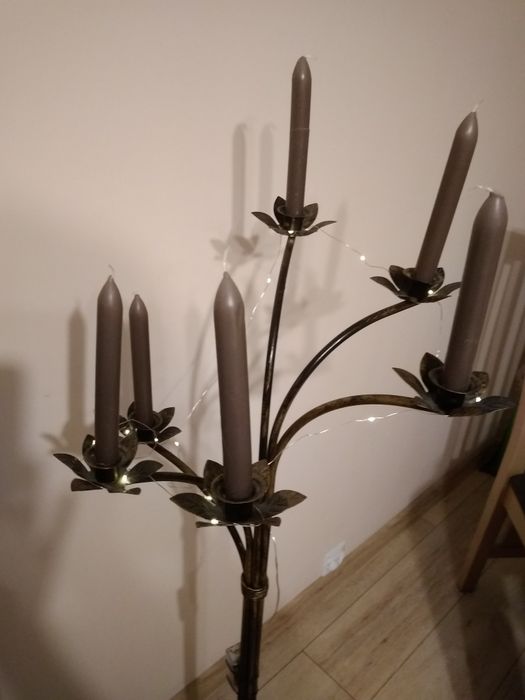 Piękny wysoki świecznik metalowy 118cm