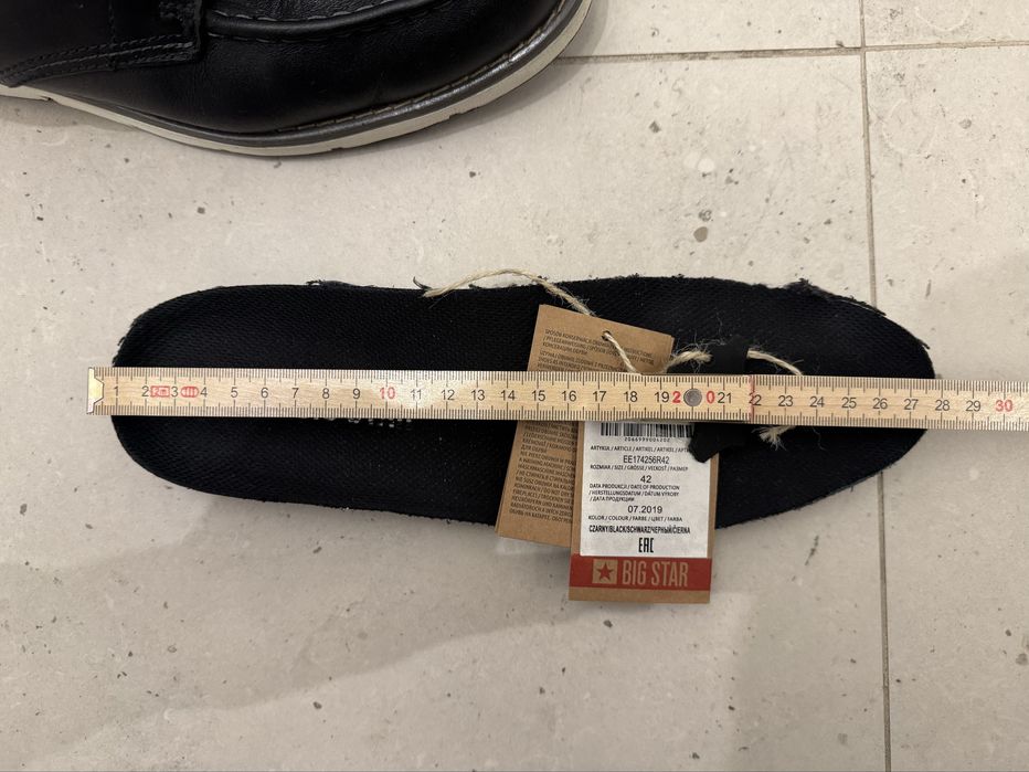 Czarne skórzane buty męskie Big Star – rozmiar 42