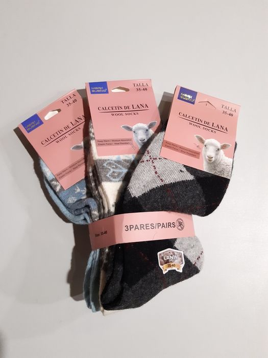 6 pares de meias novas em lã tam. 35-40