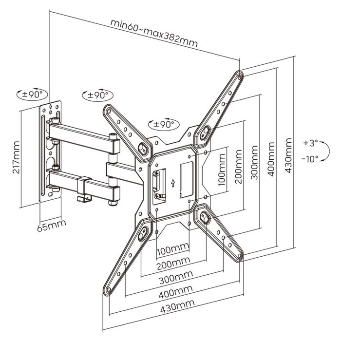 Suporte de parede Full motion para TV até 55", Novo