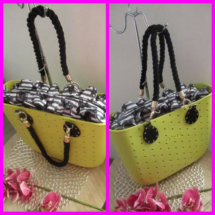 24h Organizer do Obag Standard czarne kwiaty falbanka suwak metal