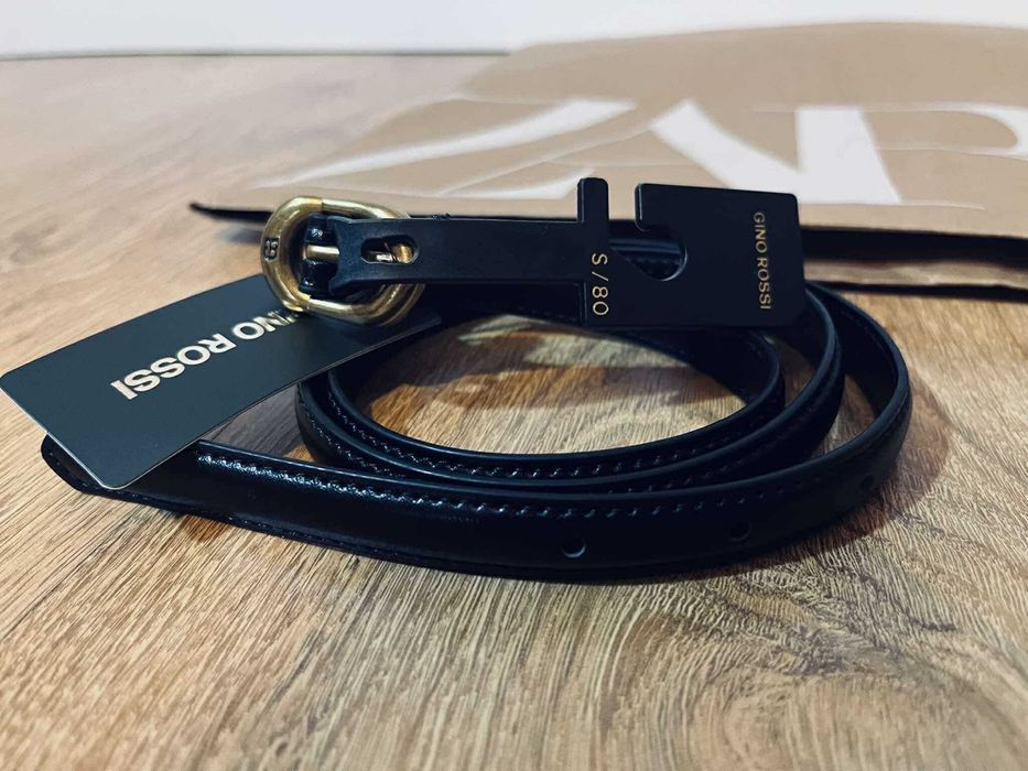 Gino rossi piękny czarny pasek nowy elegancki S