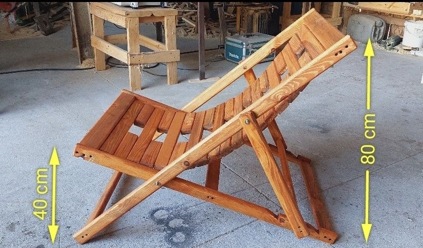 Komplet leżaków drewnianych + stolik