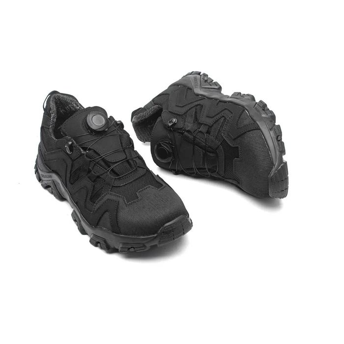 Чоловічі кросівки з автошнуровкою чорні тактичні водонепроникні