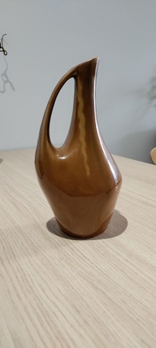 Butelka wazon brąz hand made vintage kamionka