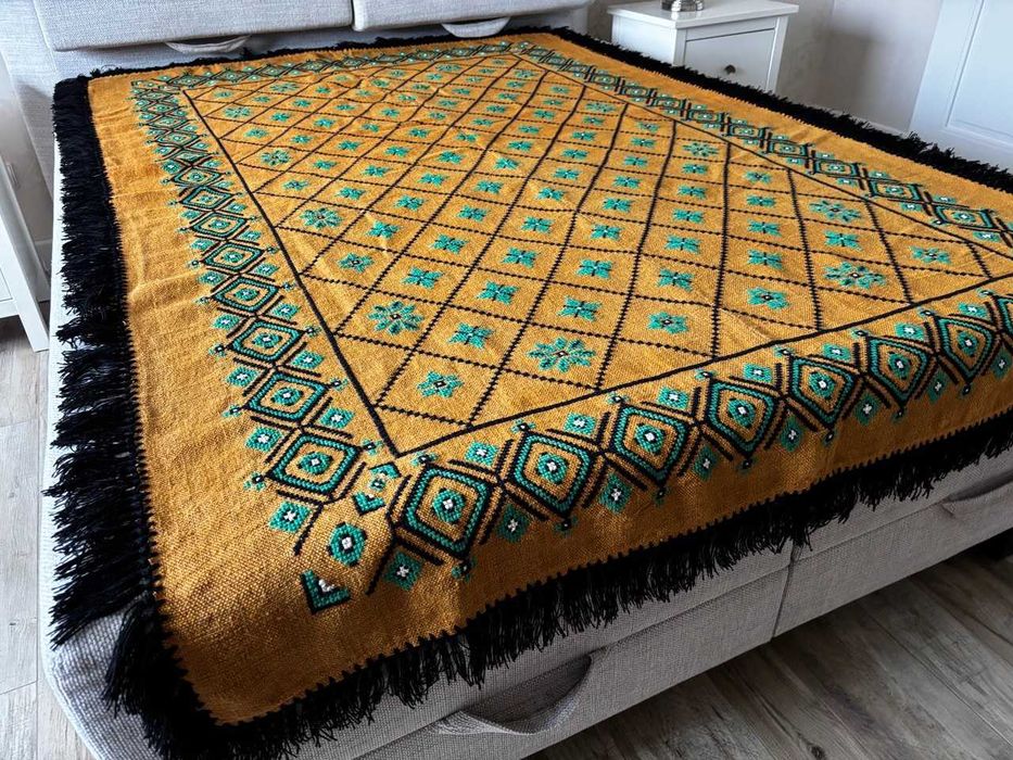 Haftowana narzuta kapa ręcznie robiona NOWY rękodzieło pled kilim koc