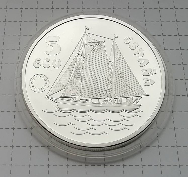 Іспанія 5 екю 1993р. Дон Хуан де Бурбон. СРІБЛО. ПРУФ.