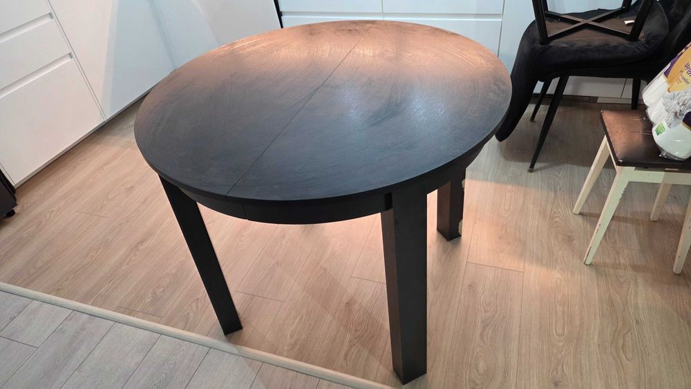 stół okrągły rozkładany czarny