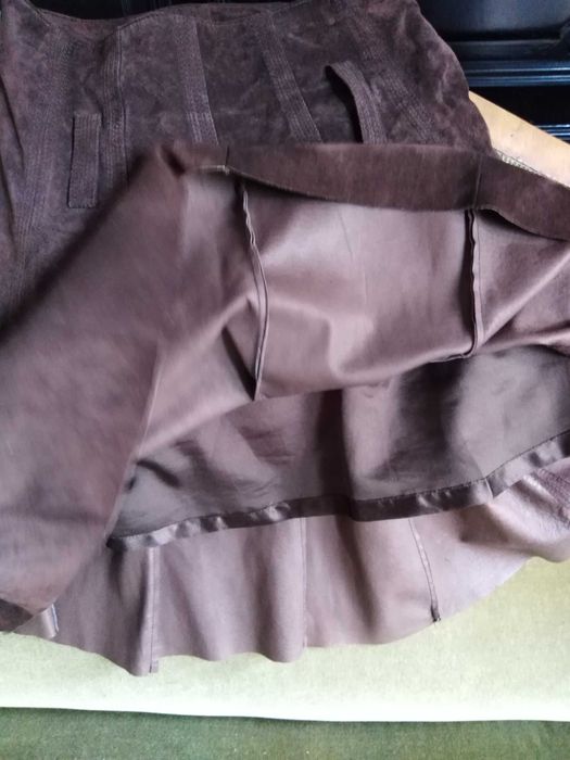 r. 36-38 S M Promod spódnica zamszowa, skóra, zamsz