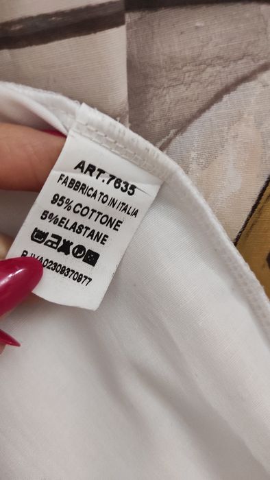 Biała damska asymetryczna koszula oversize ręcznie malowana wiosna