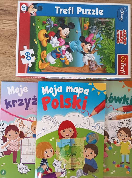 Zestaw 3x książeczki dla dzieci i puzzle Myszka Miki