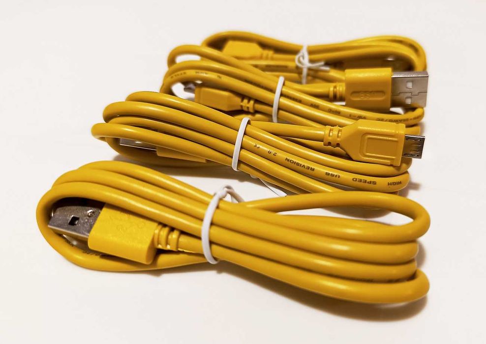 4 Cabos USB para Micro USB Amarelos 90cm (Novos)