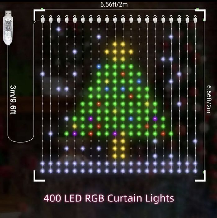 Cortina de Luzes 2 Metros