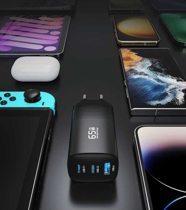 Szybka ładowarka sieciowa usb-c /usb o  mocy 65W
