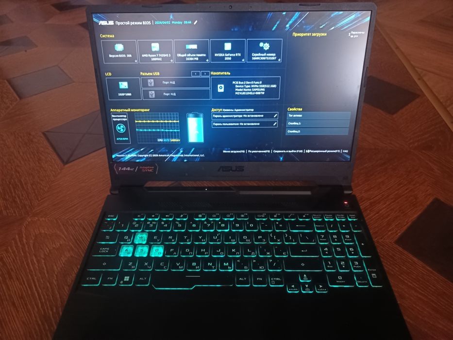 Ноутбук игровой Asus TUF Gaming A15 FA506NFR-HN008 Graphite Black