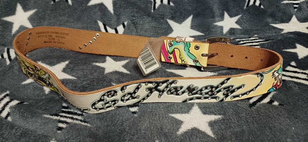 Ремінь шкіряний Ed Hardy by Christian Audigier. Ручна робота.