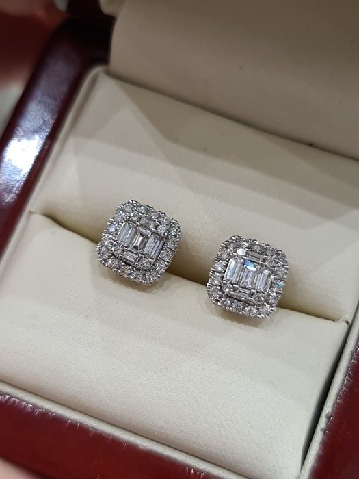 Kolczyki z diamentami 0.65 bagiety brylanty
