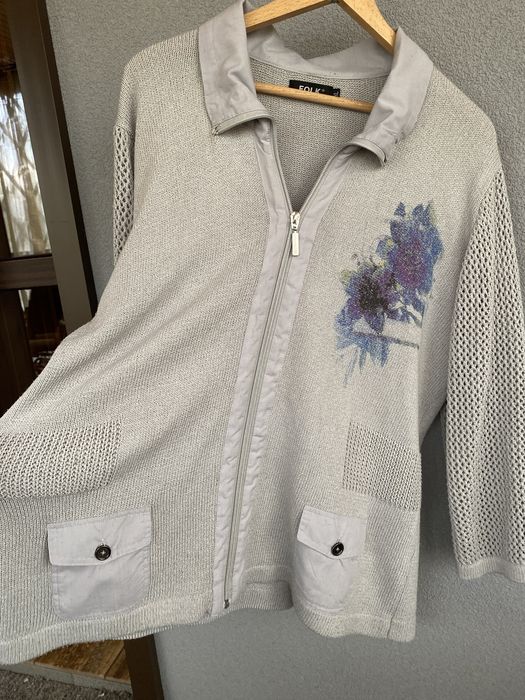 Folk Oryginalny sweter bluza narzutka kardigan etno boho XL 42