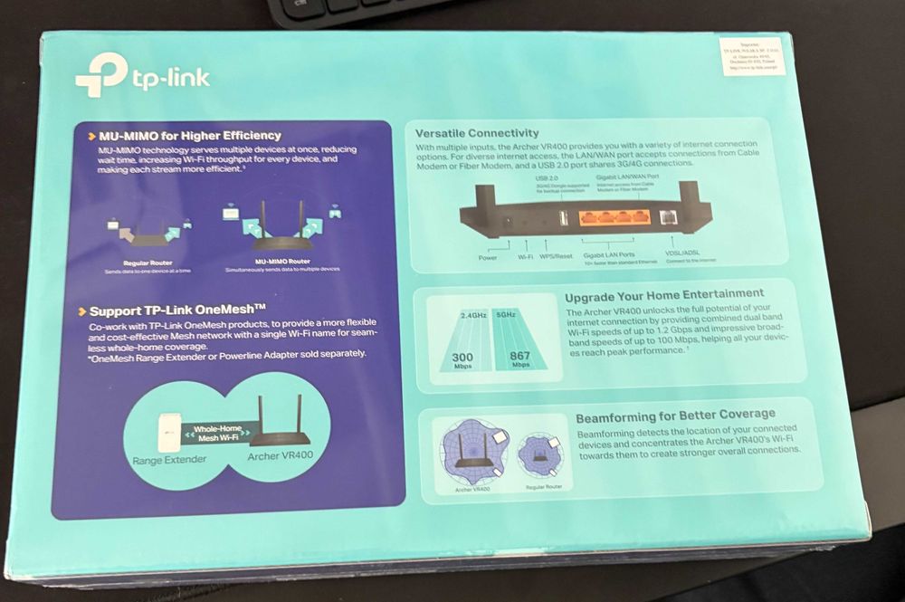 Router TP‑Link Archer VR400 (AC1200) - tylko dla firm / FV 23% !!!
