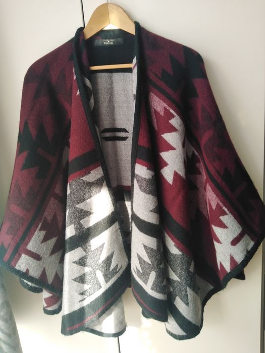 Narzuta peleryna ponczo damska etniczne wzory jesienna wiosenna