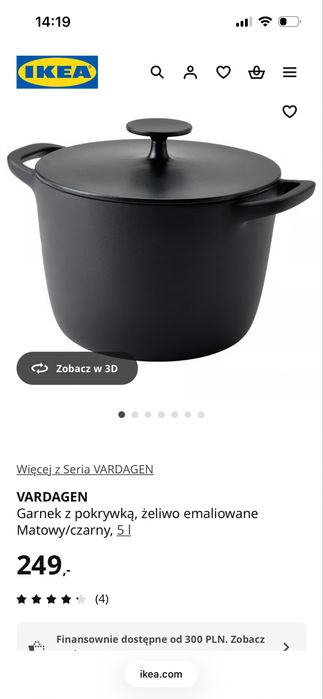 VARDAGEN Garnek z pokrywką, żeliwo emaliowane Matowy/czarny, 5 l