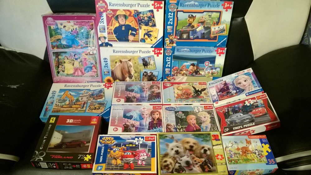 Puzzle dla dzieci kompletne 30 60 el Auta Frozen Bing Super Wings