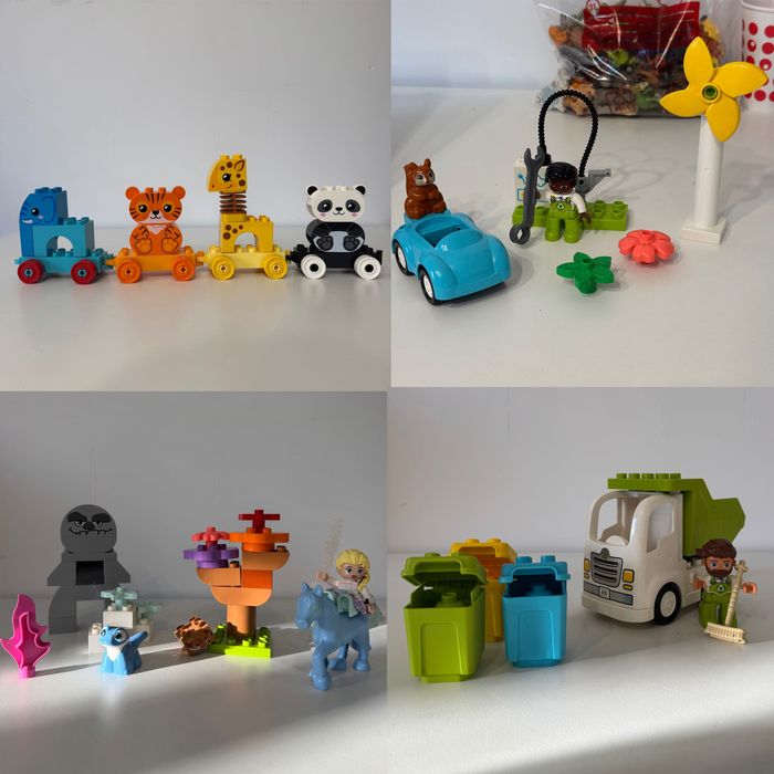 Lego Duplo 10 zestawów, dom, pociąg, park rozrywki + mix.