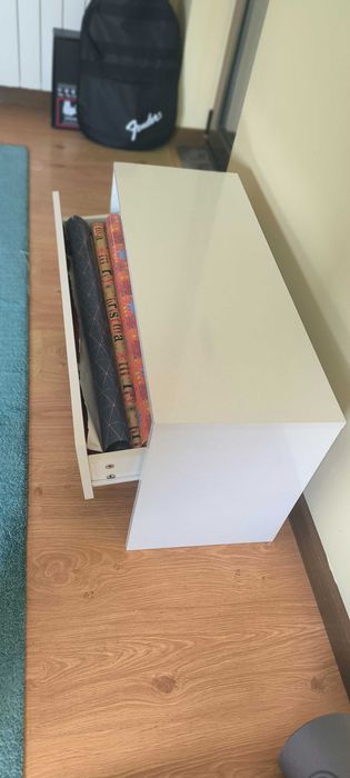 Móvel de arrumação branco com gaveta – 80 cm