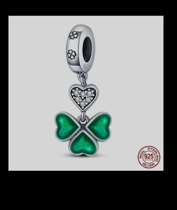 Nowy charms koniczynka srebro srebrny