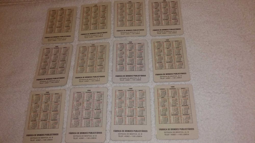 benfica (12 calendários) coleção jogadores